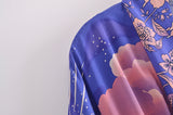 Boho Robe – “Oceane Moonlight” Bohemian Kimono Cover-Up in Blue Floral for Women