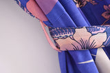 Boho Robe – “Oceane Moonlight” Bohemian Kimono Cover-Up in Blue Floral for Women