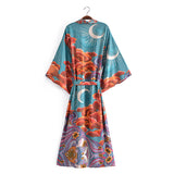 Boho Robe, Kimono Robe, Oceane Moon Light in Green - Wild Rose Boho