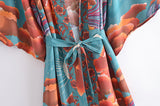 Boho Robe, Kimono Robe, Oceane Moon Light in Green - Wild Rose Boho