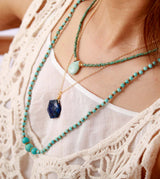 Boho Necklace, Seed Beads, Amazonite and Lapis