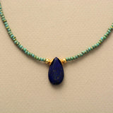 Boho Necklace, Seed Beads, Amazonite and Lapis