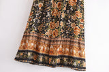 Boho Skirt, Maxi Skirt, Maryam Black Gold Flower - Wild Rose Boho