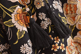 Boho Skirt, Maxi Skirt, Maryam Black Gold Flower - Wild Rose Boho