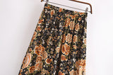 Boho Skirt, Maxi Skirt, Maryam Black Gold Flower - Wild Rose Boho