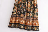 Boho Skirt, Maxi Skirt, Maryam Black Gold Flower - Wild Rose Boho