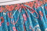 Boho Skirt, Maxi Skirt, Verbena Flower in Blue - Wild Rose Boho