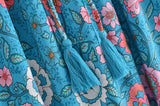 Boho Skirt, Maxi Skirt, Verbena Flower in Blue - Wild Rose Boho