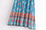 Boho Skirt, Maxi Skirt, Verbena Flower in Blue - Wild Rose Boho