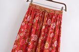 Boho Skirt, Maxi Skirt, Verbena Flower in Red - Wild Rose Boho