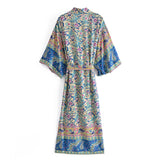 Boho Kimono Robe – “Mariana in Blue” Beach Cover-Up for Women