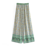 Boho Two Piece Set, Crop Top and Palazzo Pant, Elephant Roaming Jungle