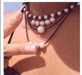 Boho Necklace, Chokers Pearl Knot