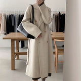 Winter Coat, Wool Coat, Long Wool Coat Women, Robe Coat Isabella  in Beigel and Coffee