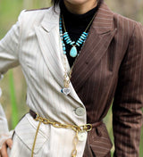 Boho Necklace, Blue Amazonite, Seed Beads Jasper and Amazonite