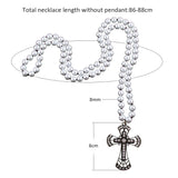 Boho Necklace, RH Precious Pearl, Cross