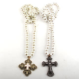 Boho Necklace, RH Precious Pearl, Cross