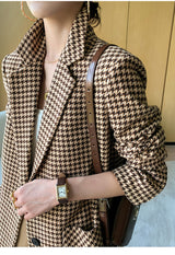 Boho Autumn Blazer, Vintage Plaid Blazer Xena in Brown
