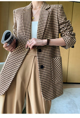 Boho Autumn Blazer, Vintage Plaid Blazer Xena in Brown