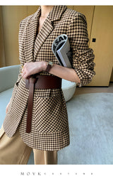 Boho Autumn Blazer, Vintage Plaid Blazer Xena in Brown