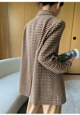 Boho Autumn Blazer, Vintage Plaid Blazer Xena in Brown