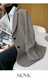 Boho Autumn Blazer, Vintage Plaid Blazer Xena in Black