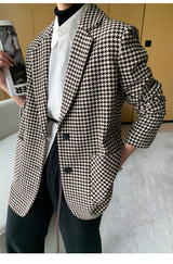 Boho Autumn Blazer, Vintage Plaid Blazer Xena in Black