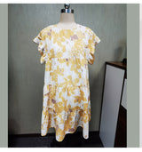 Boho Mini Dress Vintage Dress, Summer Hibiscus