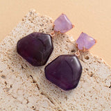 Boho Earrings, Dangle Earrings, Amythyst Tiger Eye