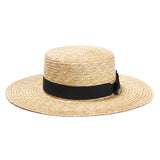 Boho Hat, Sun Hat, Beach Hat, Straw Hat, Gianna White and Black Ribbon