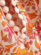 Boho Midi Dress, Sundress, Kaftan Dress, Indian Flower in Pink