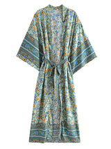 Boho Robe, Kimono Robe, Beach Cover up, Short Robe, Oceane Blue Matilda