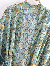 Boho Robe, Kimono Robe, Beach Cover up, Short Robe, Oceane Blue Matilda