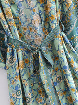 Boho Robe, Kimono Robe, Beach Cover up, Short Robe, Oceane Blue Matilda