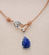 Boho Necklace,Lapis Lazuli  Pendant Leather