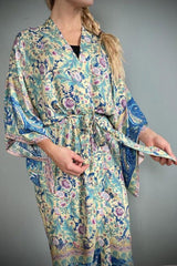 Boho Robe, Kimono Robe,  Beach Cover up, Paisley in Blue