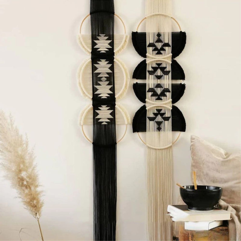 Boho Macrame Wall Hanging - Home Handcrafted Wooden Round Mandala