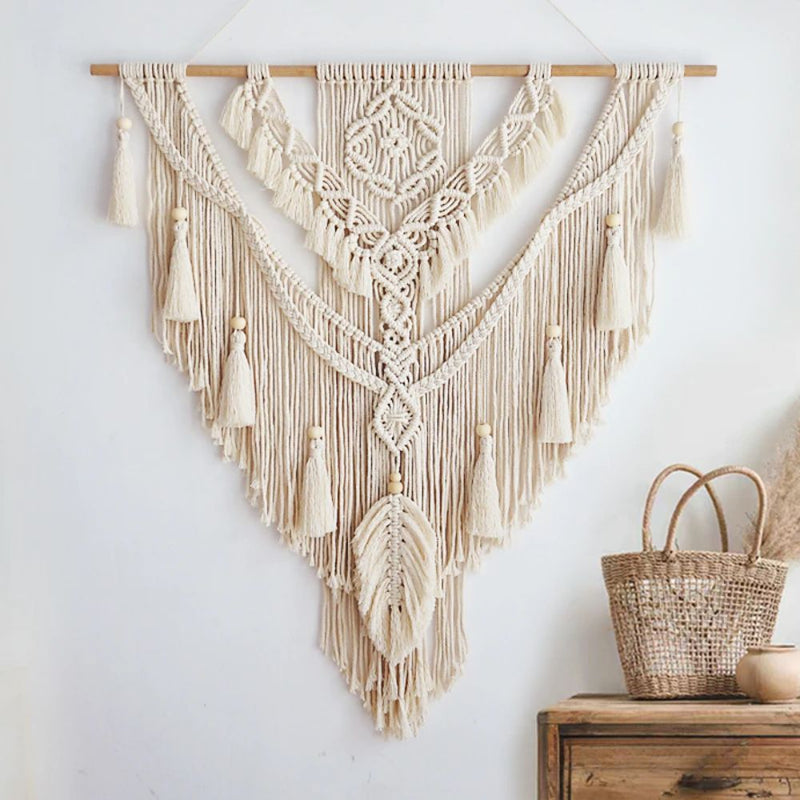 Boho Macrame Wall Hanging - Handwoven Tapestry - Bohemian Home Decor Begonia