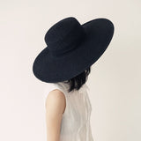 Boho Hat, Sun Hat, Beach Hat, Wide Brim Black Straw Hat, Willow