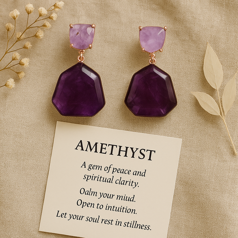 Boho Earrings, Dangle Earrings, Amythyst Tiger Eye