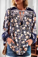 Boho Blouse – “Wild Petal” – Boho Floral Tunic Tops in Pink & Blue