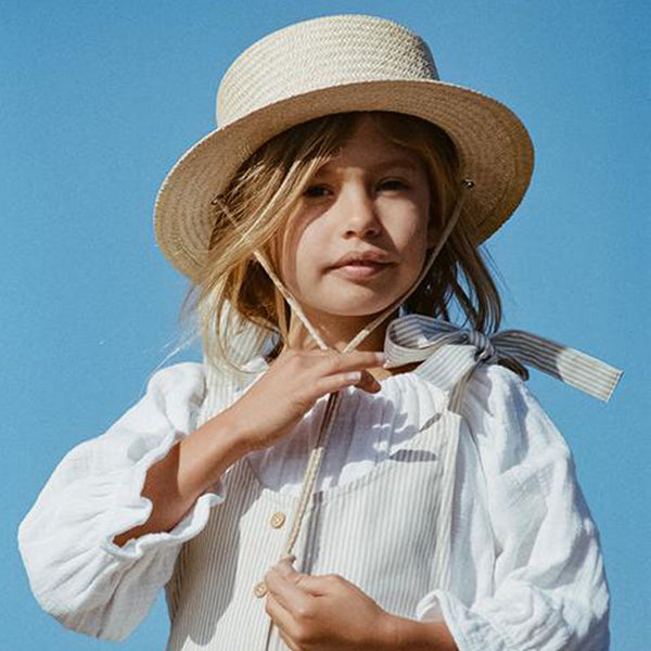 Boho Hat, Kid Hat, Sun Hat, Little Girl Straw Hat, Emma White Rope