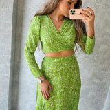 Vintage Two-Piece Set - Boho Matching Top and Skirt - Summer Vacation Sylvie Green