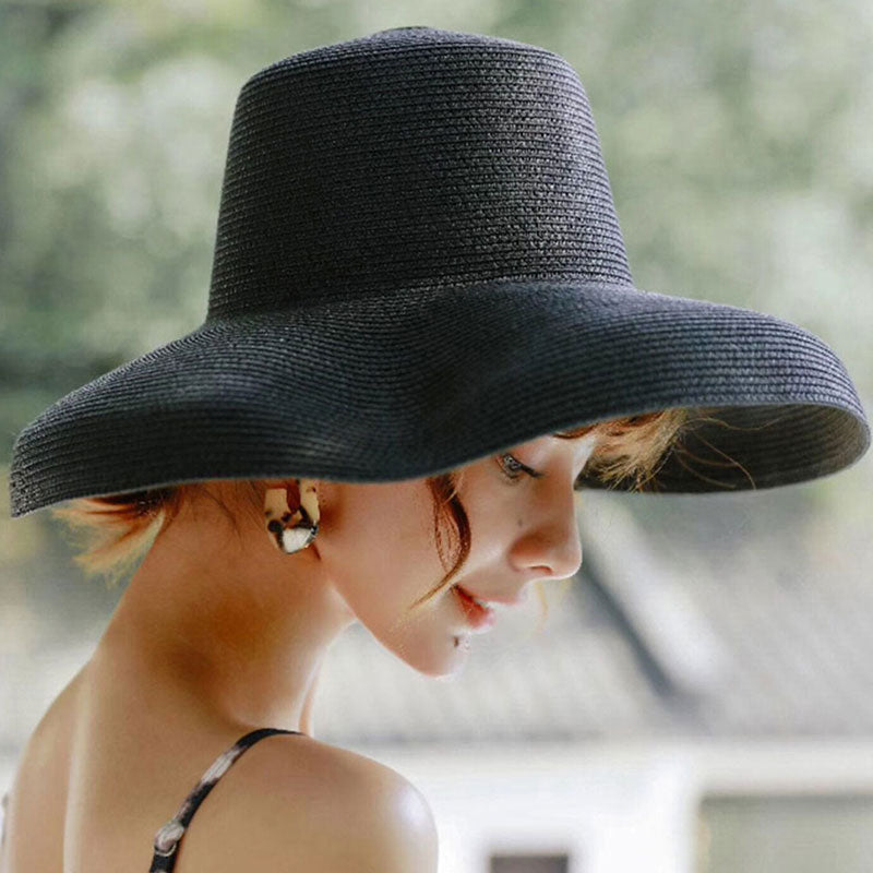 Boho Hat, Beach Hat, Wide Brim Vinatge Hat Leah Black Grey Silver