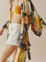 Boho Robe, Kimono Robe,  Beach Cover up, Black-Eyed Susan