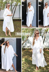 Boho Maxi Dress - Beach Dress, Kaftan Dress Tie White Harmony in 15 colors