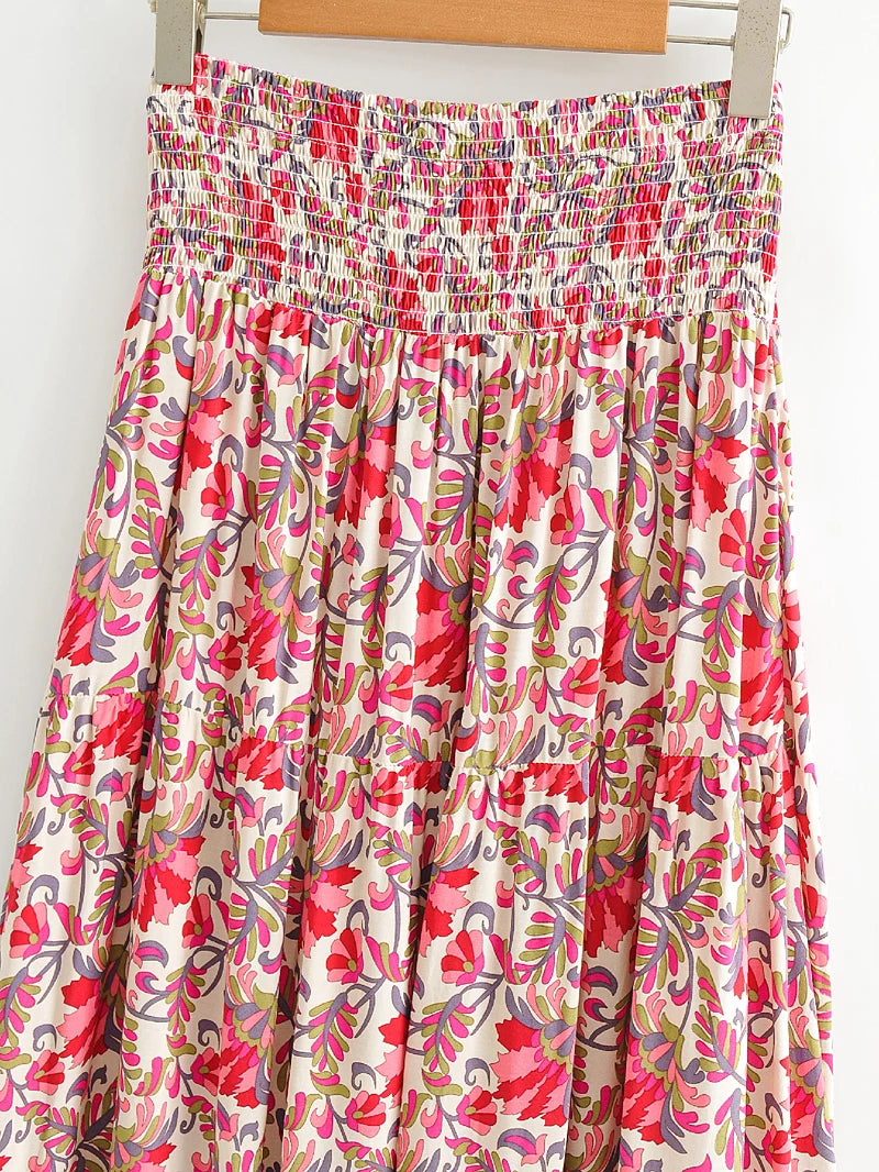 Boho Skirt, Hippie Skirts, Asymmetric Maxi Skirt, Indian Blue Floral
