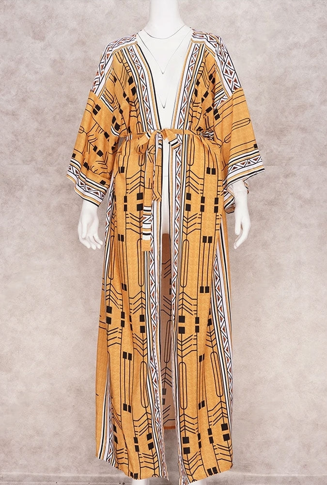Boho Robe - Cover Up - Tribal Gown in Yellow