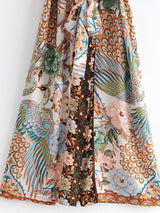 Boho Robe, Kimono Robe, Beach Cover up, Peacock in Gold Green
