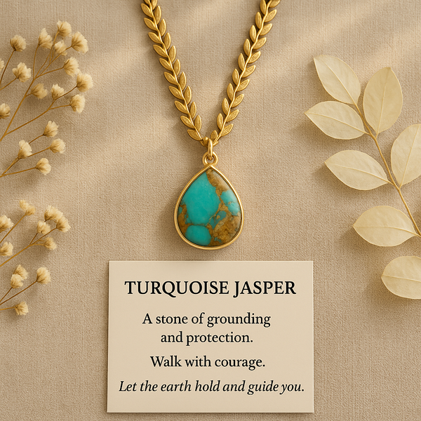 Boho Necklace, Jasper and Gold Chain